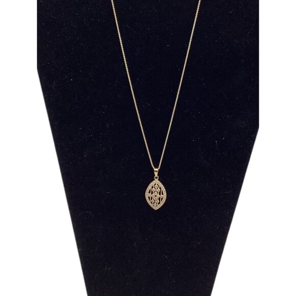 Gold Tone Raindrop Pendant Necklace With Round Cut CZ Accent 18" Chain Length - Picture 1 of 7